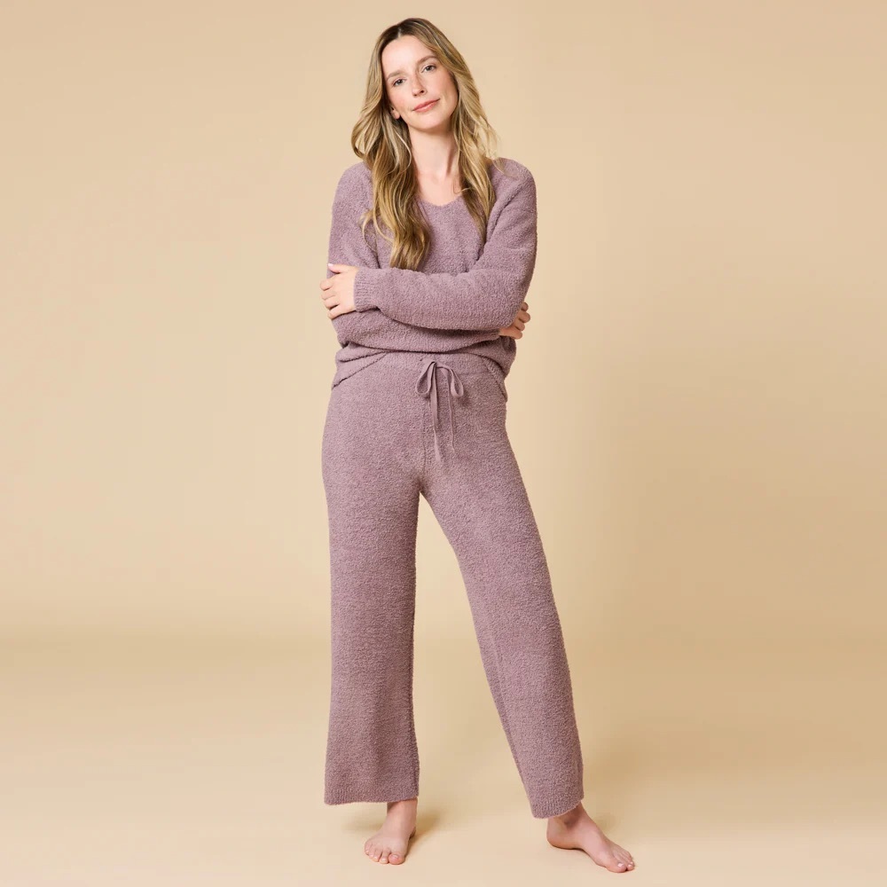 Softies Marshmallow v-neck Lounge Set - SZ L, Driftwood color